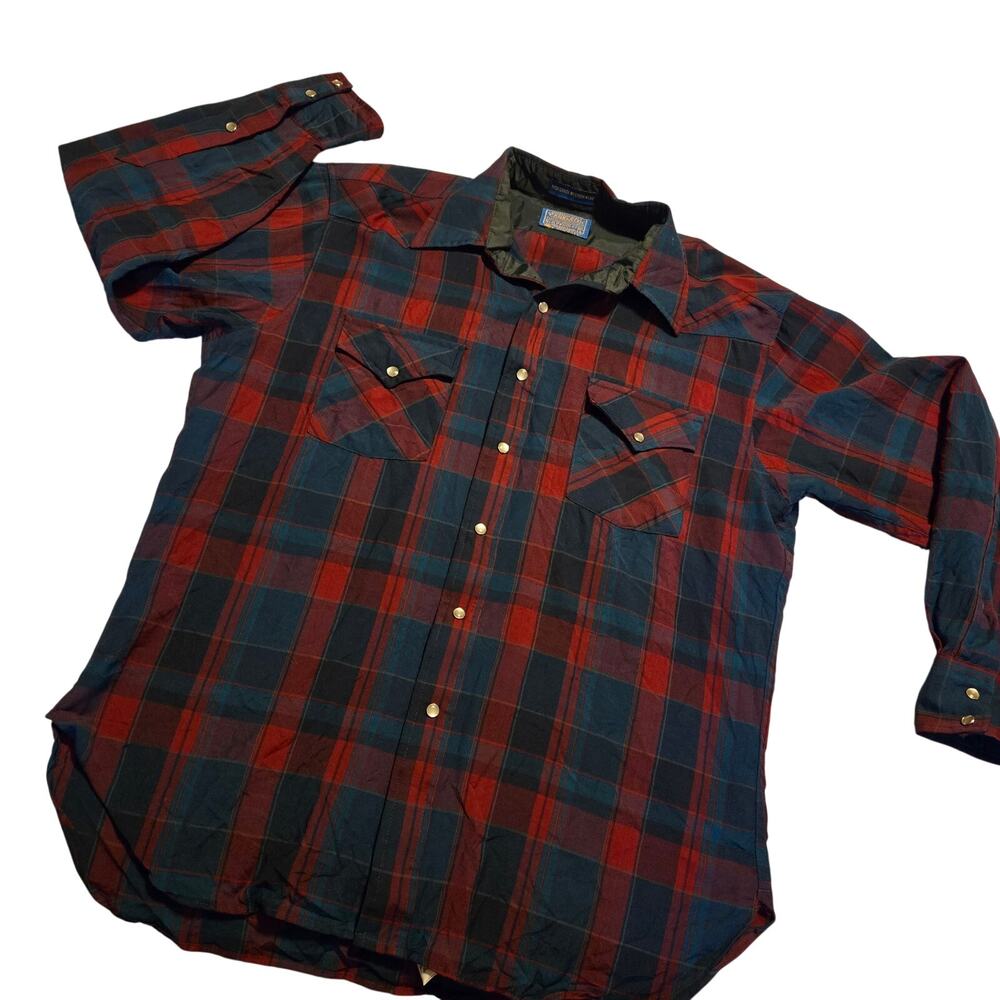 Vintage Pendleton Wool Western Pearl Snap Plaid Shirt - Large